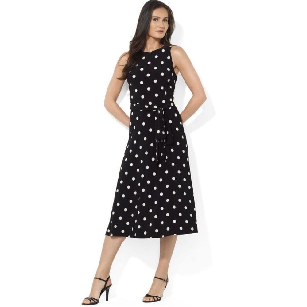 Polka Dot Sleeveless Black Dress
